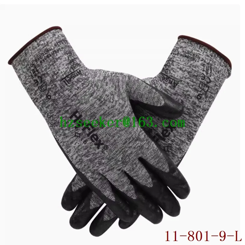 Ansell HYFLEX® 11-801(1 pair)safety gloves dark liner breathable nitrile coating  ZONZ™ Comfort Fit Technology