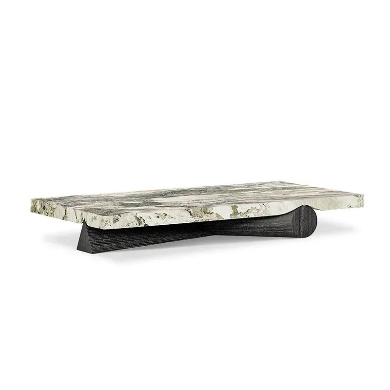 

Light Luxury Minimalist Cold Emerald Marble Solid Wood Model Room High and Low Combination