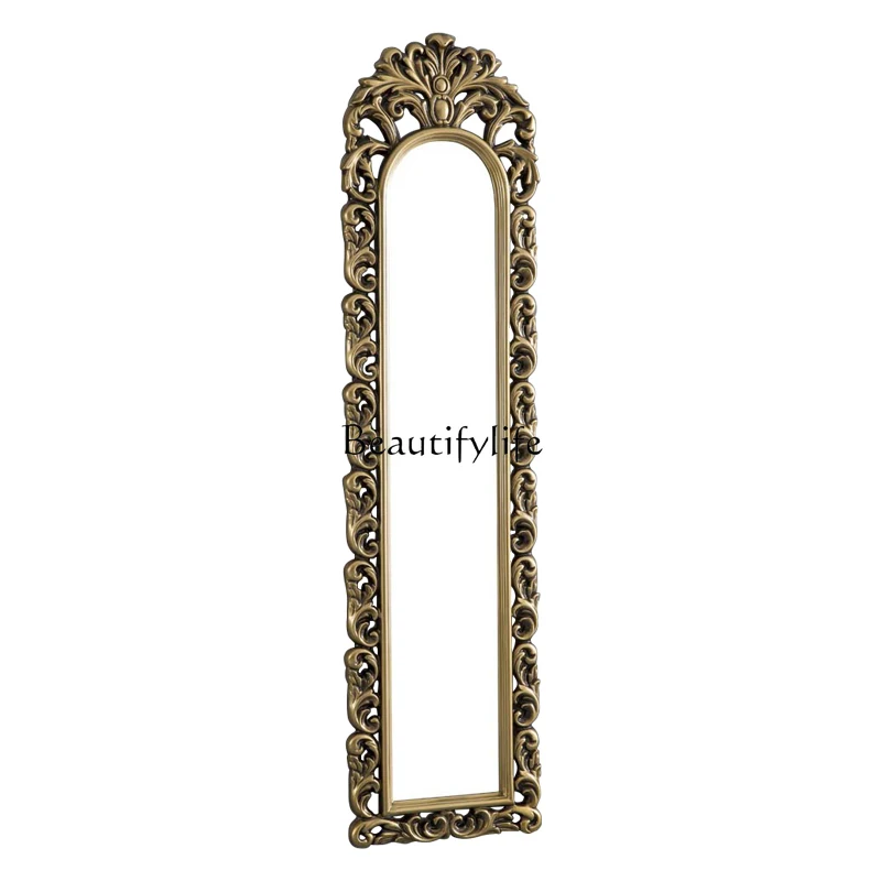 

European-style carved full-length mirror, bedroom cloakroom wall-mounted fitting mirror, entrance wall-mounted