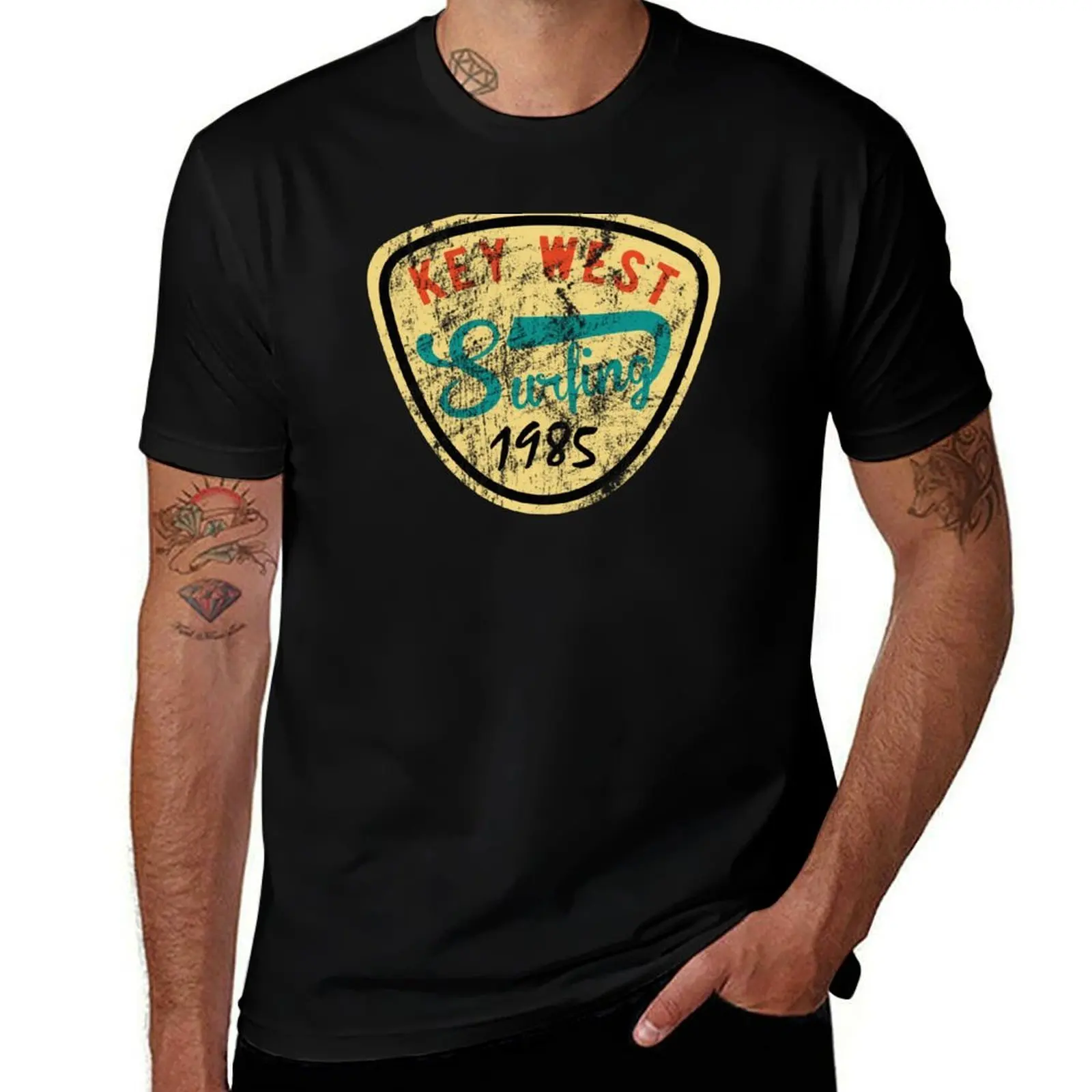 

Old School Key West Florida Surfing T-Shirt man t shirts cotton t shirts for man cotton T-Shirt