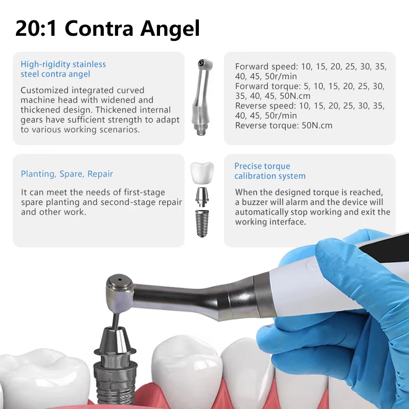 Dental Implant Electric Torque Wrench Universal Screwdriver with 16PCS Screw for Implantation Dentistry Repair Tool