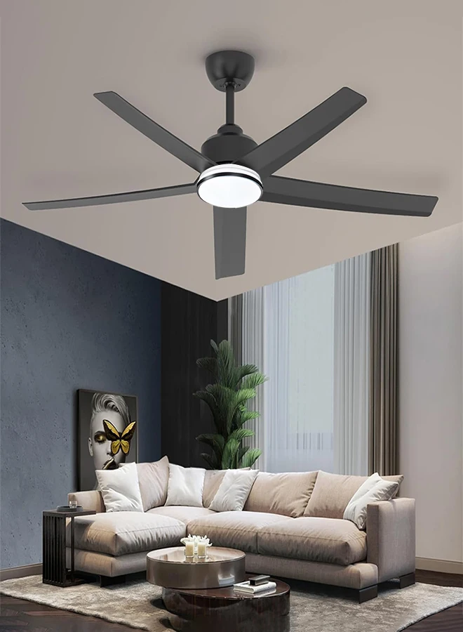 Ceiling Fans with Lights Black Ceiling Fan with Light and Remote Control Quiet 5 Blades Modern Ceiling Fan for Living Room Bedro