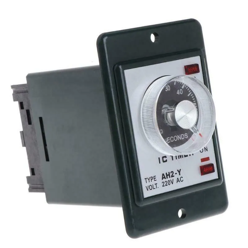 Power On Delay Timer 60 Seconds AC 220V with Socket Base Model AH2Y Time Relay 8 Pin Terminals DIN Rail Mount for Industrial Use