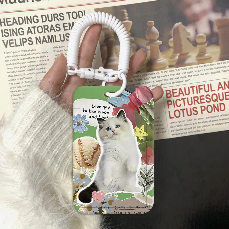 Schattige Puppy Kat Kpop Idol Photocard Houder Met Lanyard Kawaii Chic Hond Kitten Fotokaart Hoesje Student Id Bus Kaarthouder