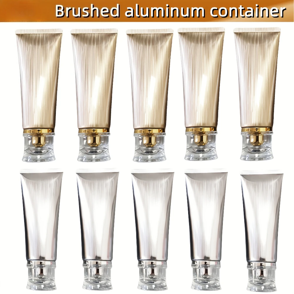 10 Stück Gold Silber Leere Nachfüllbare Kunststoff-Softtuben Quetschbare Flasche Kosmetikbehälter für Gesichtsreiniger, Lotion, Handcreme – Detail 1