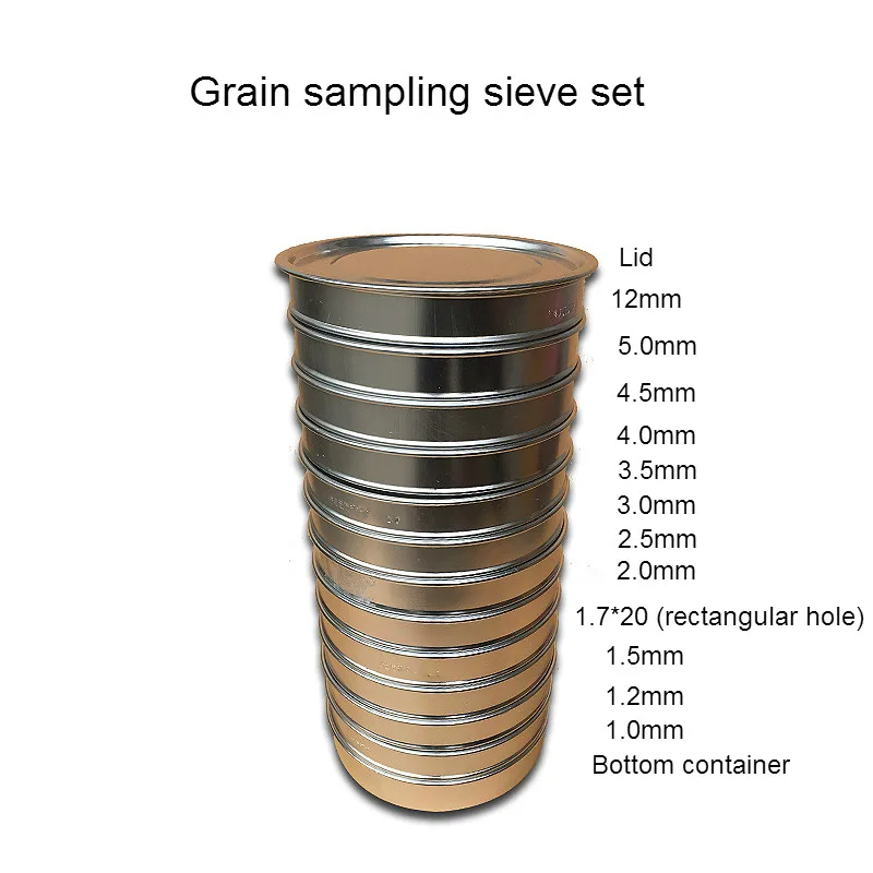 Sito do pobierania próbek ziarna zestaw aluminiowy okrągły otwór wybór ziarna sito Diam. Otwór 220mm 1.0-12mm, w tym pokrywa i dół 13 sztuk