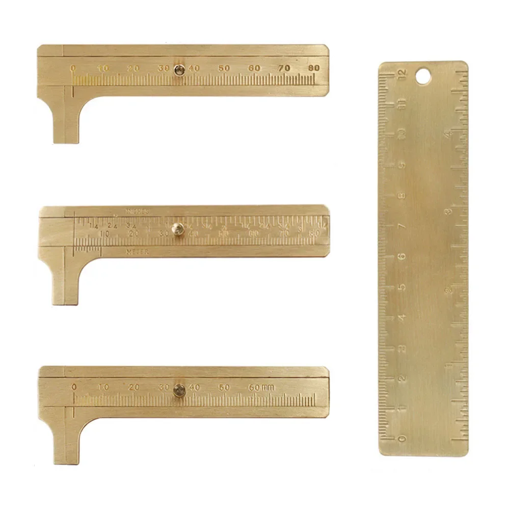1Pc Brass Caliper Portable Copper Vernier Single/Dual-Scale Measuring Ruler 60/80/100mm For Carpentry Testing Manual Tool