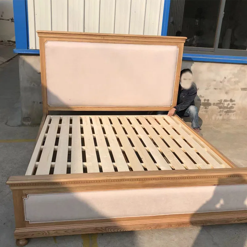 Factory Direct 2026 American solid wood bed double bed master bedroom 1.8 meters French retro high-end oak bed single 1.5 meters
