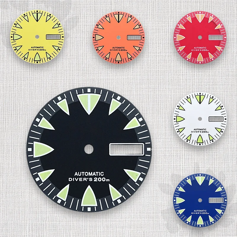 Циферблат Monster с логотипом S, 28,5 мм, подходит для NH36/4R36, механизм Janpan, зеленый светящийся двойной календарь, модификация, аксессуары