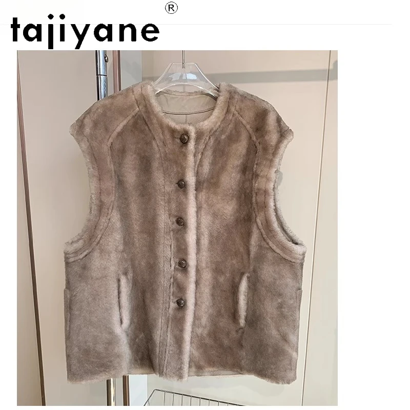 เสื้อกั๊กขนแกะแท้ 100% เมอริโนวูล สำหรับผู้หญิง เสื้อแจ็คเก็ตขนสัตว์แท้ไร้แขน คุณภาพสูง เสื้อผ้าฤดูหนาว 2025