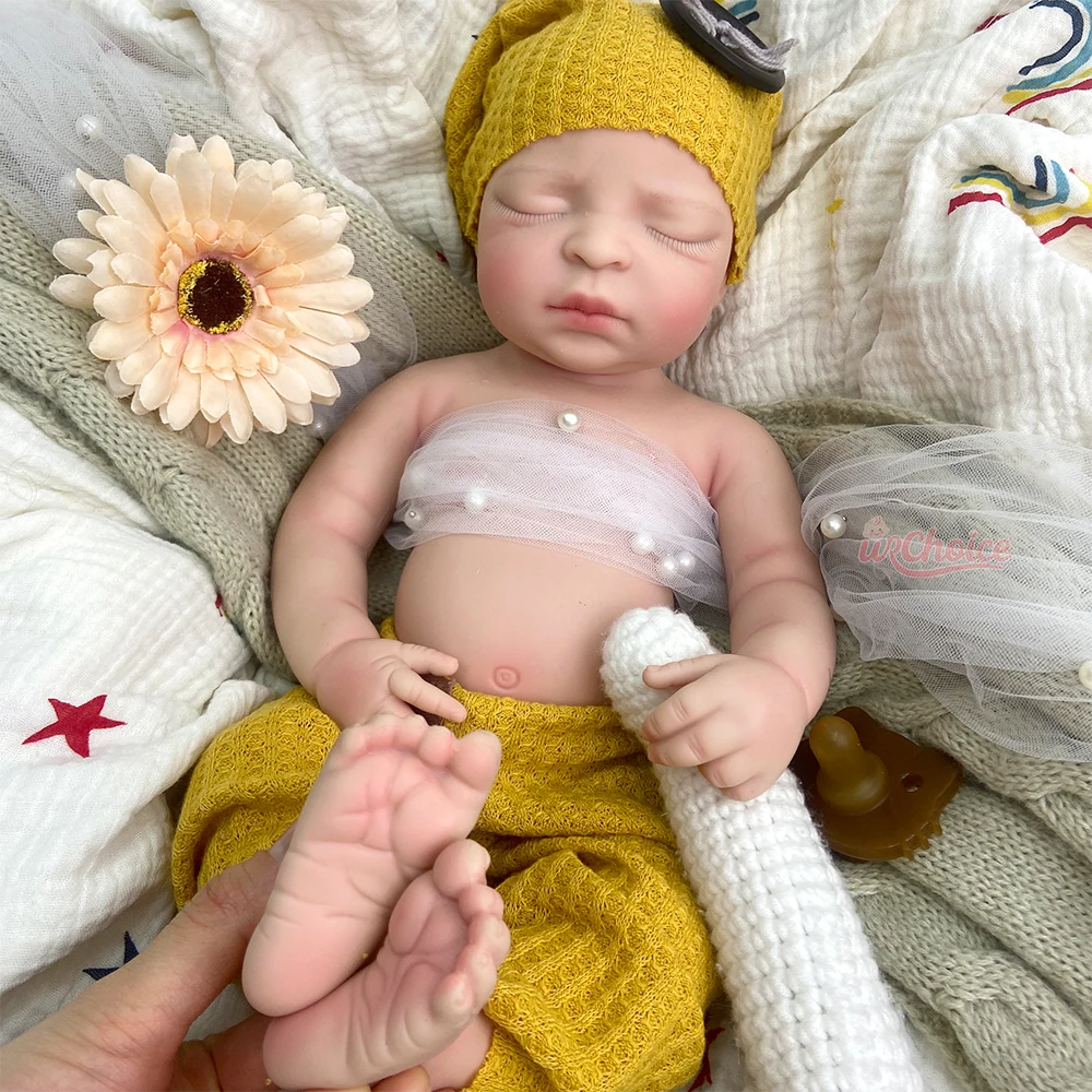 Boneca renascida de silicone de boca aberta macia completa acolhedora 44cm Modelo de arte do bebê artesanal Textura realista para design artístico