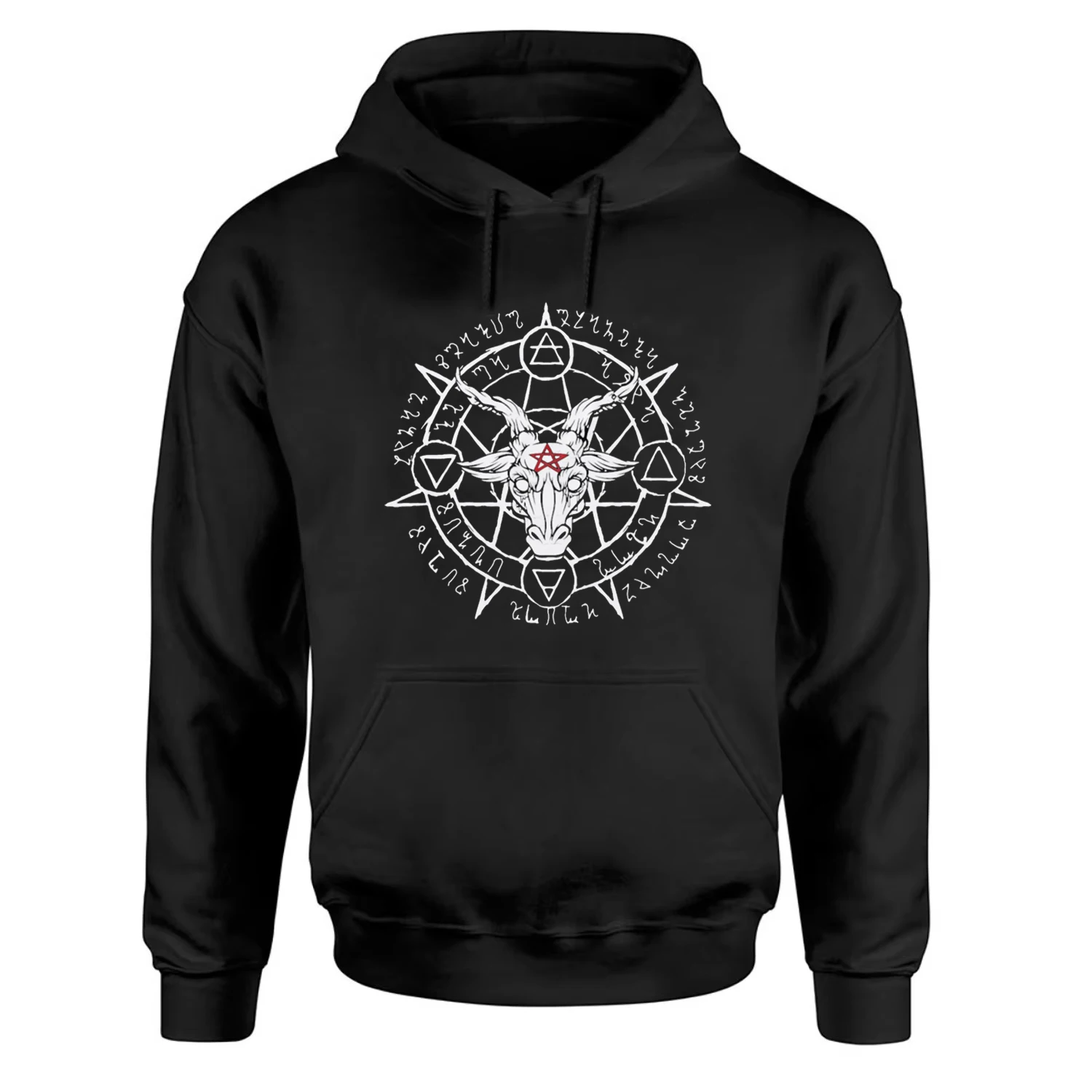 

Pentagram Goat Head Baphomet Satanic Pullover Hoodie New 100% Cotton Comfortable Casual Mens Sweatshirt