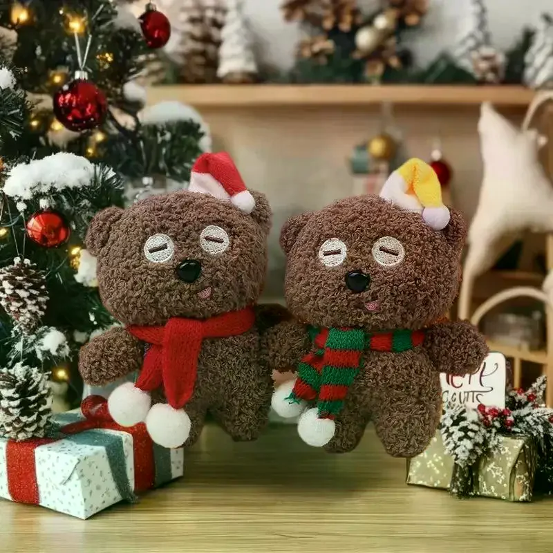 Mini ours de noël en peluche, cadeau pour sac à vêtements, porte-clés, pendentifs, décoration de cuisson, ornements de noël, cadeau de noël pour enfant