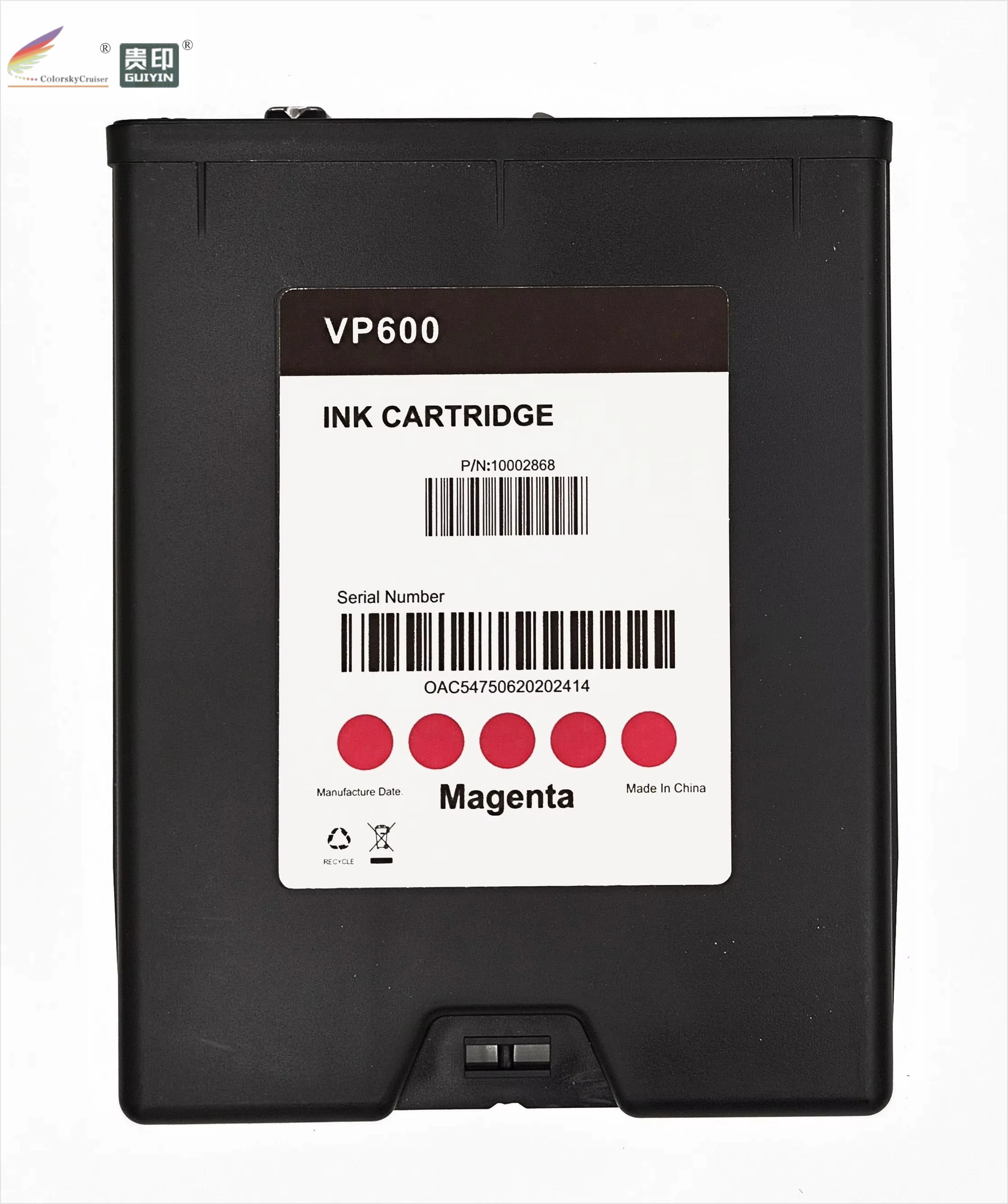 A Set of cartridges for Memjet VIP COLOR VP600 Label Inkjet Printer High-quality kkcmy 1set = 5 cartridges