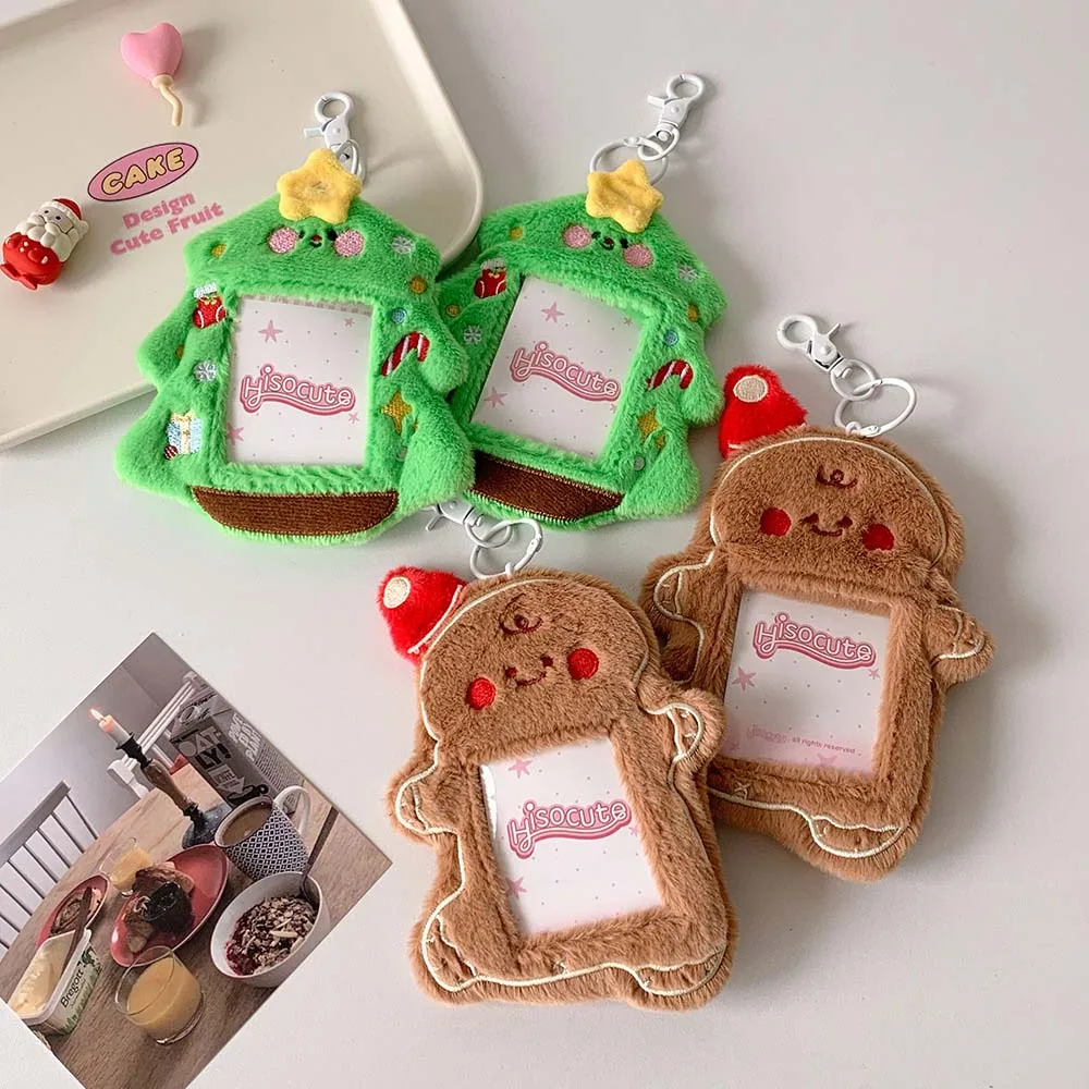 

With Keychain Plush Photocard Holder Korean Style ID Card Cover Cartoon Card Cover INS Biscuit Christmas Bus Card Holder Office