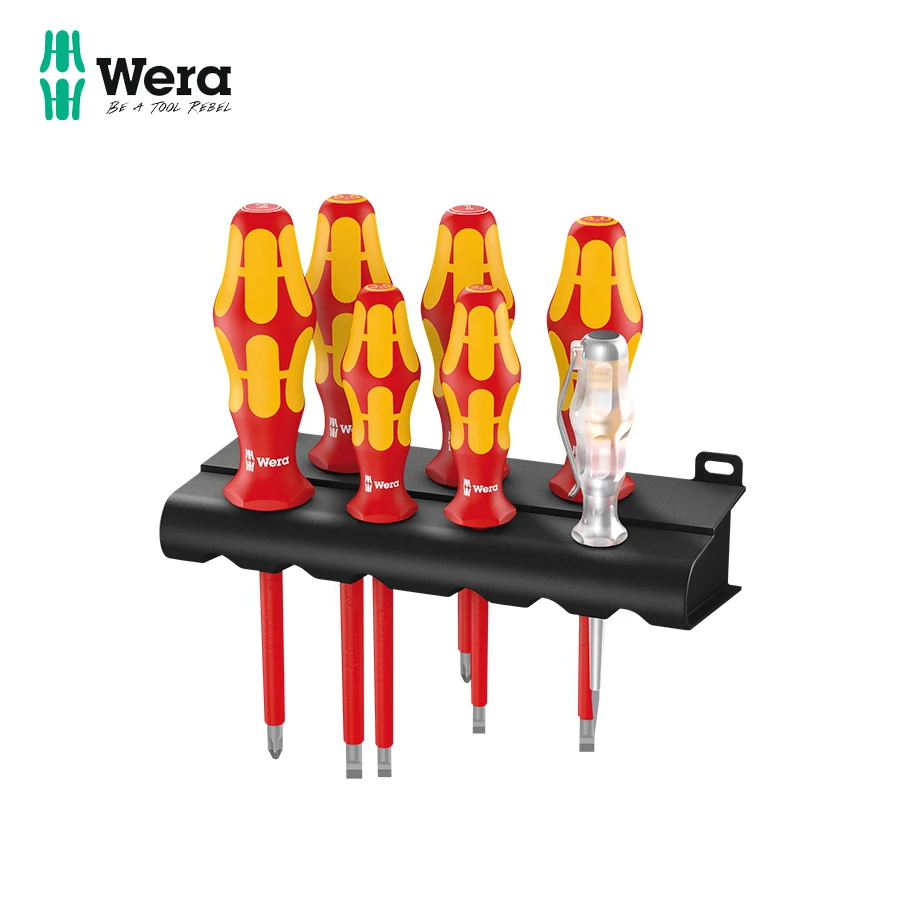 

WERA 7 Pieces Insulated Screwdriver Set for Phillips, Slotted and Pozidriv Screws 1000V Electrician Screwdriver NO.05006147001