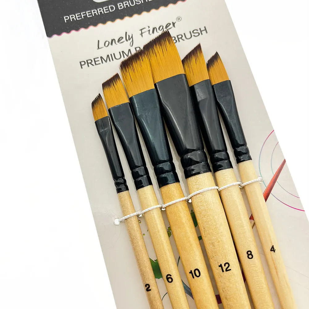 Angular Paint Brushes for Acrylic Painting,6Pcs Artist  Paint Brushes Set Paint Brushes for Watercolor Painting Brush