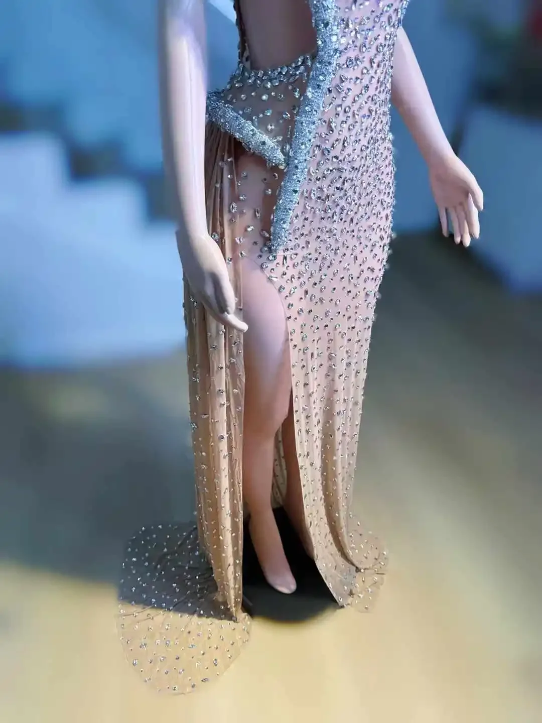 Kobiety Sparkle Rhinestone Luxury Crystals Sexy Birthday Evening Dressy Drag Queen Costume