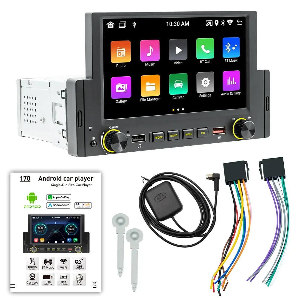 Dashboard Car Dvd Player 6.2 Inch Touch Ccarplay Screen 1 Din Car Radio 2.4/5g Wifi BT 5.1 Android 13 FM Car Radio Monitor