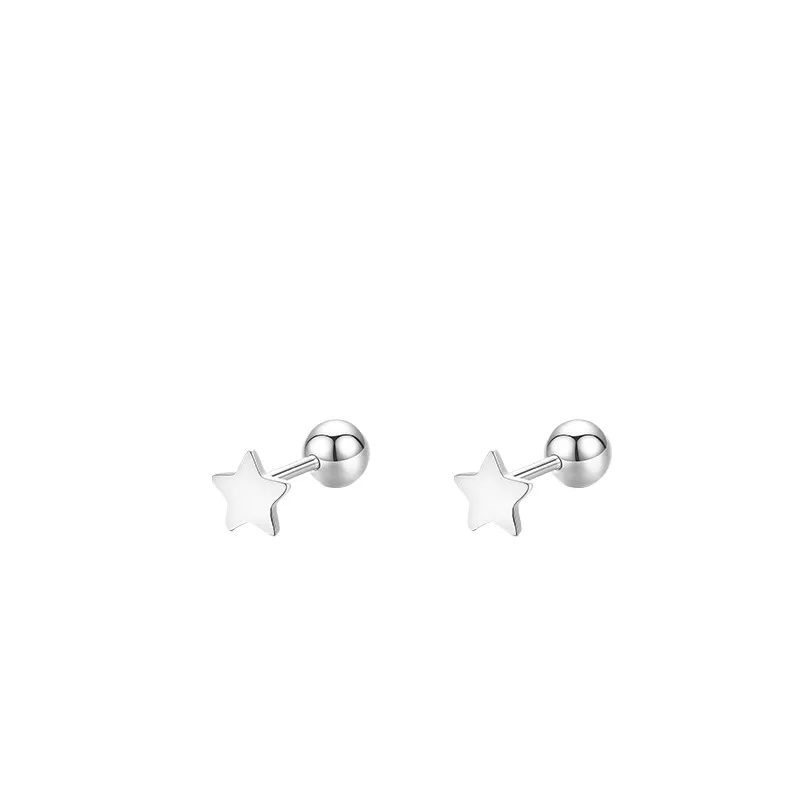 

Dawn's Jewel Fresh S925 Silver Star Plain Simple Earrings For Women Ins Internet Celebrity Screw Tightening Buckle Accessories
