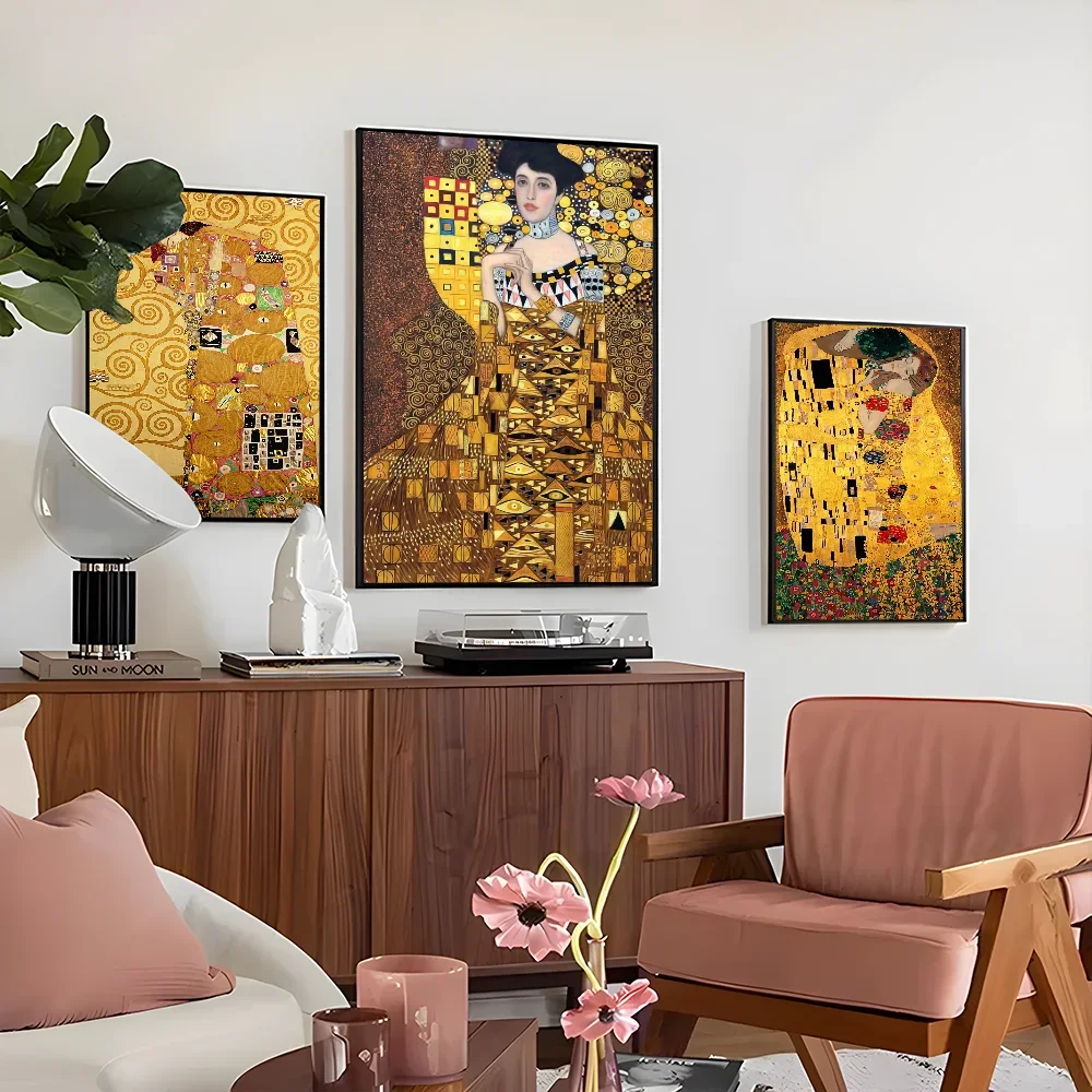 1PC Artist Gustav Klimt Abstract Poster Self-adhesive Art Waterproof Paper Sticker Coffee House Bar Room Wall Decor