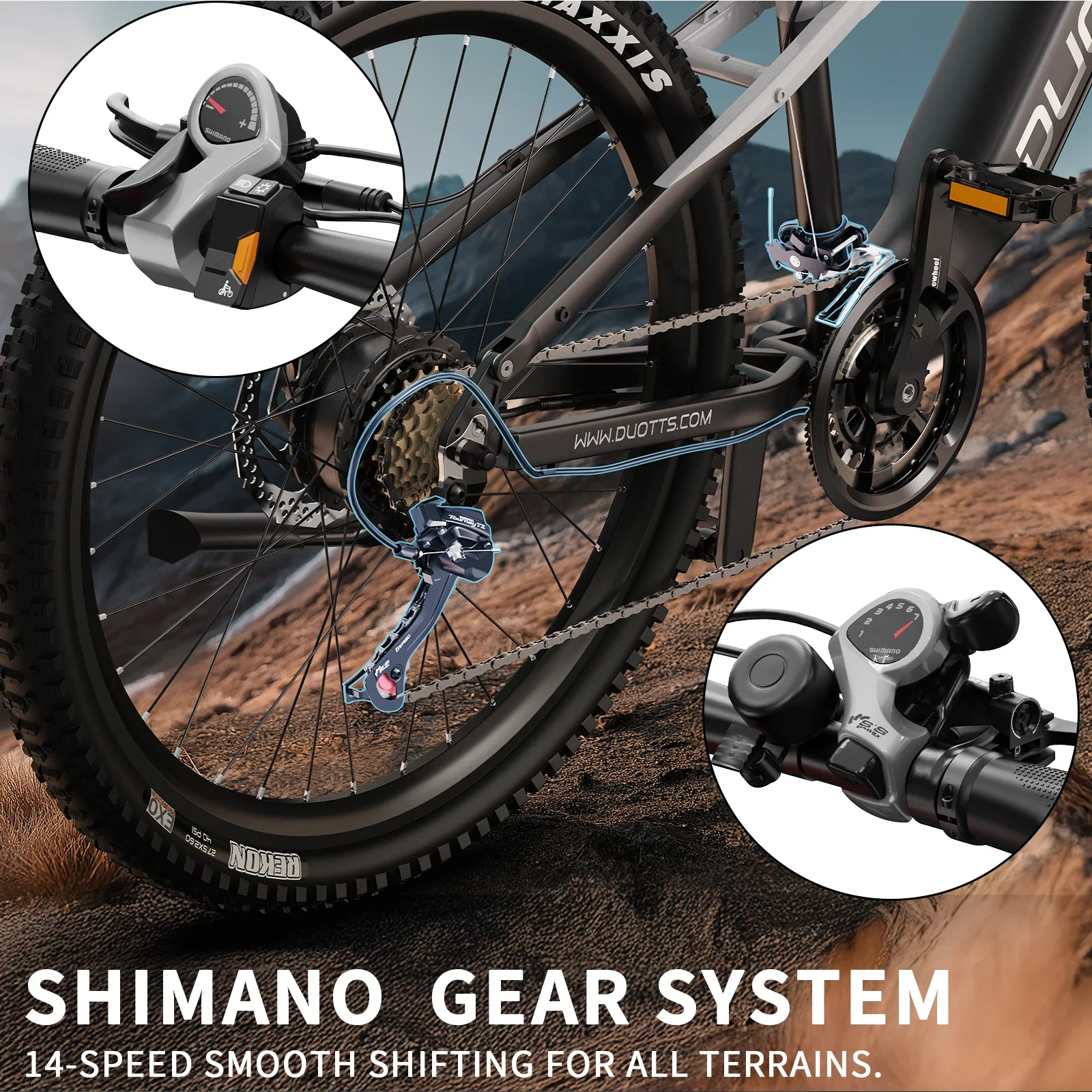 DUOTTS E29 Erwachsenen-Elektrofahrrad 250W Motor Offroad 48V 13,5AH Akku 27,5 Zoll Reifen Allterrain-Elektrofahrrad – Detail 21