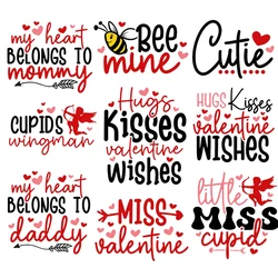 Valentine Quotes Iron on My Heart Belongs To Mommy Cupid DTF Heat Transfers Stickers for Clothes Washable Diy Heat Transfers