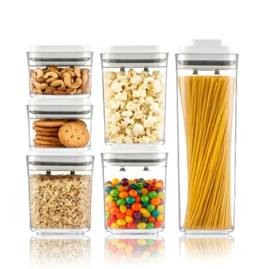 

Набор контейнеров для хранения продуктов UFORU Pop Top, 6 шт., герметичные органайзеры для хранения круп с крышками Pop Top, без бисфенола А, вакуумная герметизация