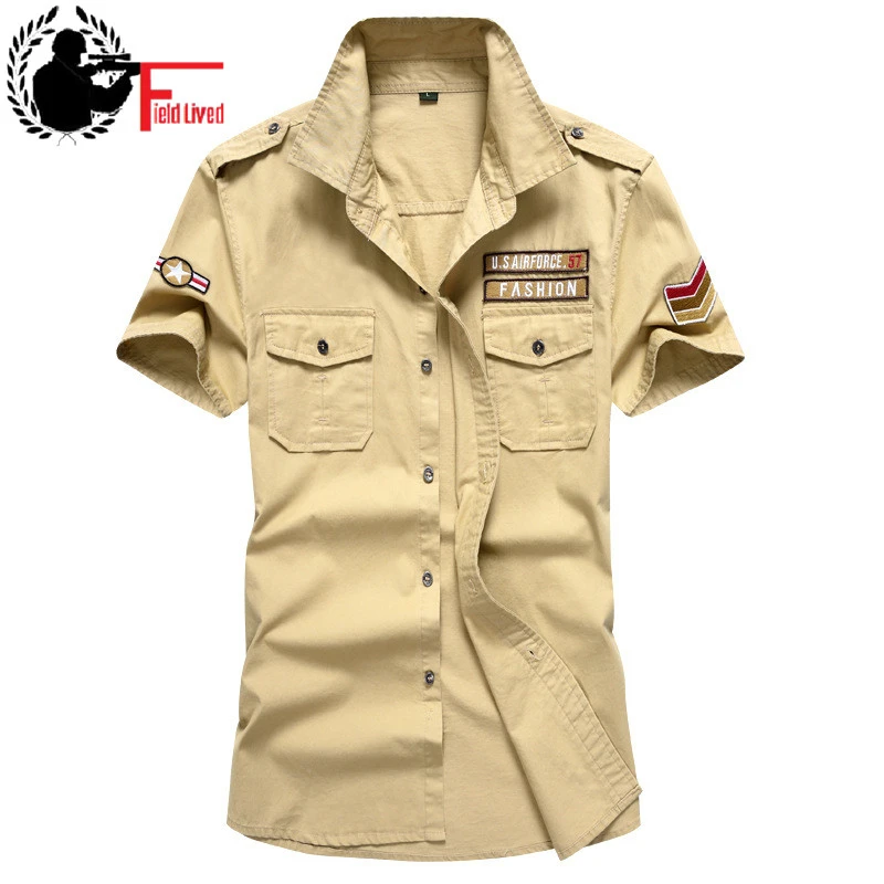 Military Style Mens Shirts 2024 Army Short Sleeve Shirts 100 Cotton Slim Camisa Masculina Imported-china 6xl Plus Size Male Tops