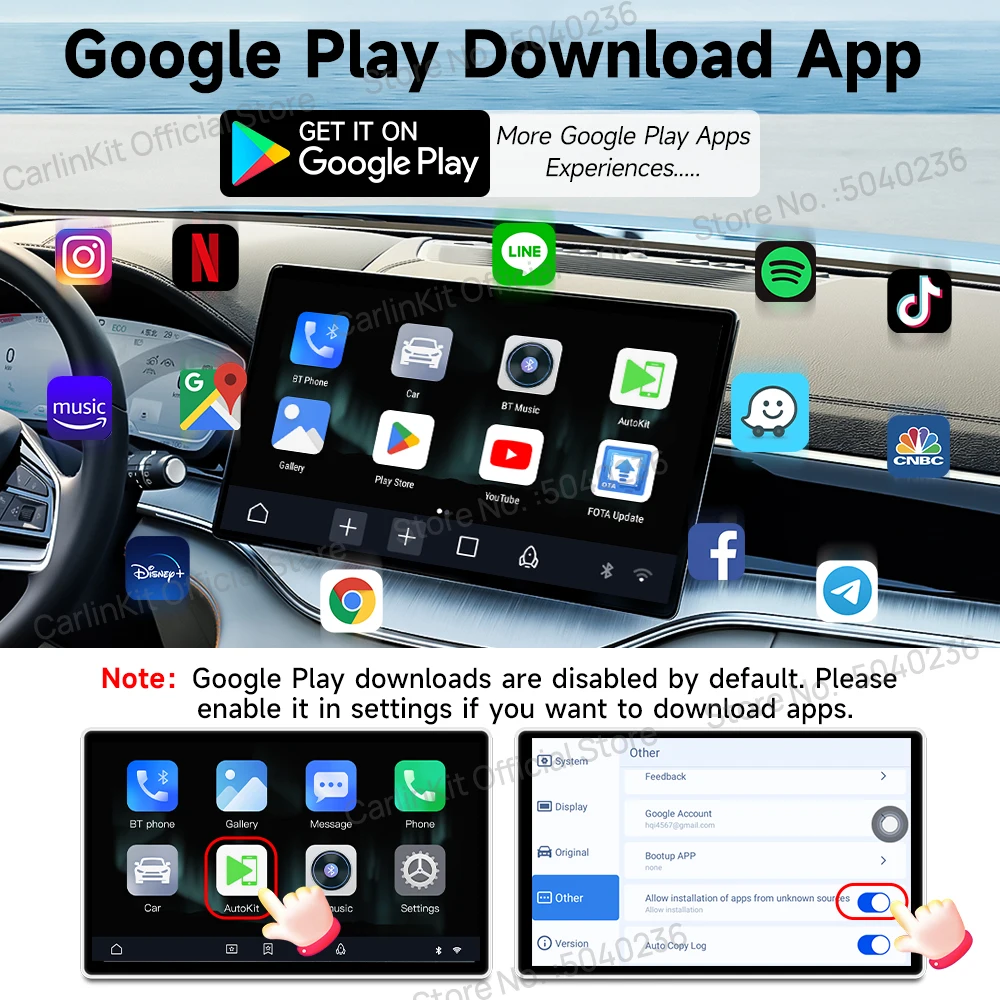 CarlinKit Android TV Box CarPlay Ai Box يدعم Netflix IPTV Google Play Store Wireless CarPlay & Android Auto Box Auto Connect
