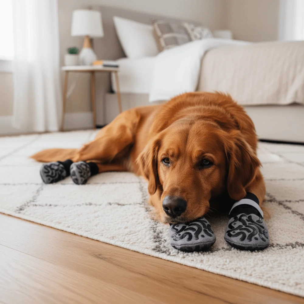 4pcs/set Waterproof Anti-Slip Dog Socks Anti-Scratch Adjustable Pet Paw Protection reflective Breathable Dog Shoes