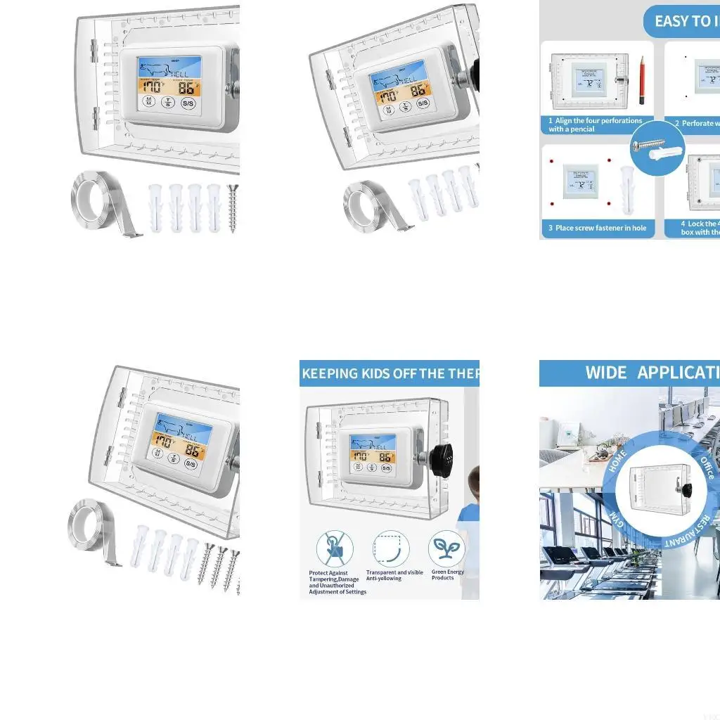 صندوق قفل منظم الحرارة الشفاف مع مجموعة قفل مجموعة غطاء ترموستات مثبت على الحائط لتعزيز الأمان والحماية Y4QC #1