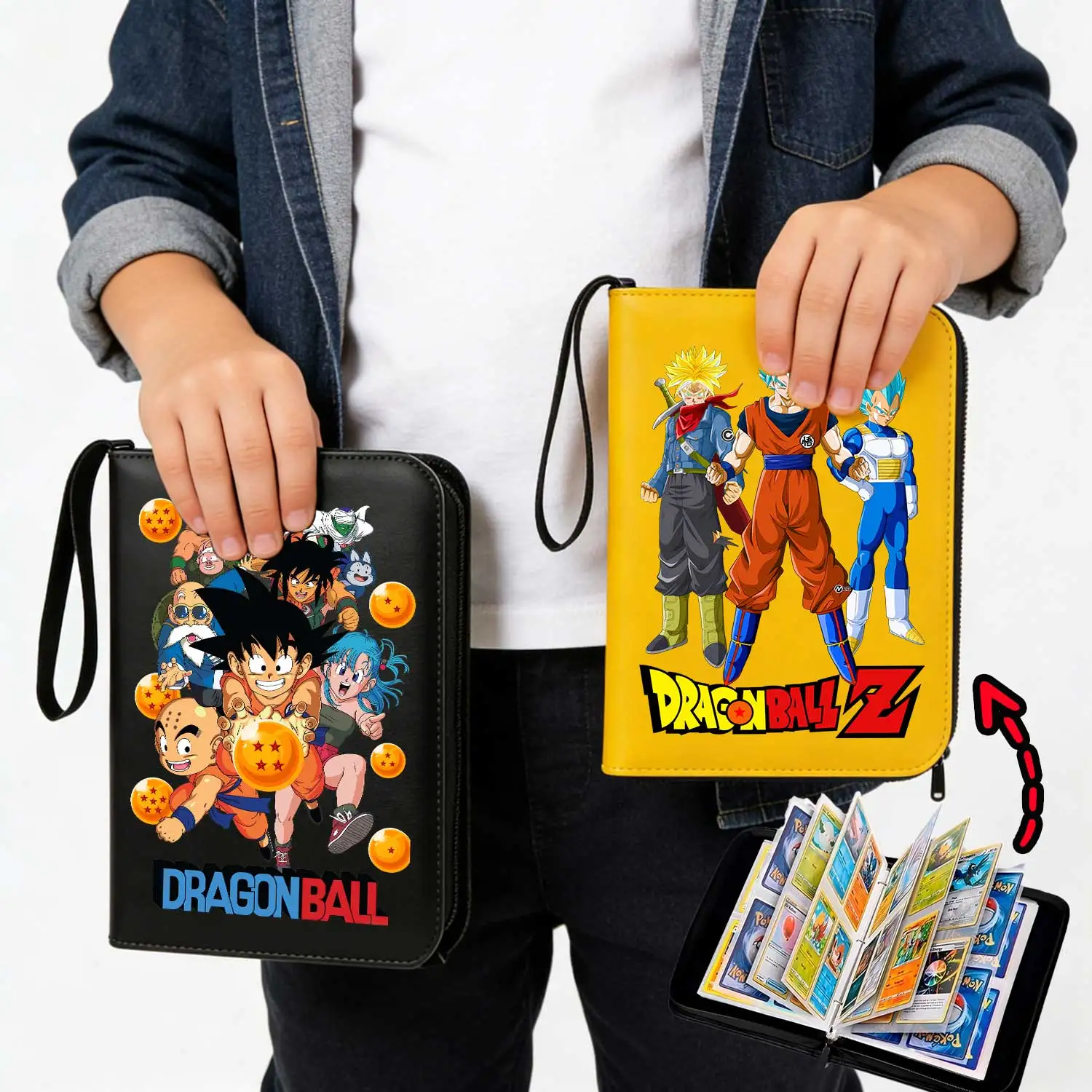 

400pcs Dragon Ball Card Album Anime Collectible Book Binder 4 Card Slot Collectible Game Cards Binder Holder Zipper Gifts Toys
