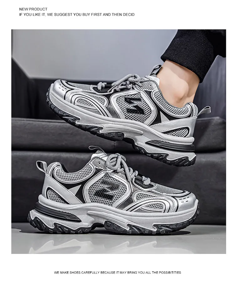 Men's Chunky Dad Sneakers Breathable Mesh Running Shoes 3 Colors – Detail 21