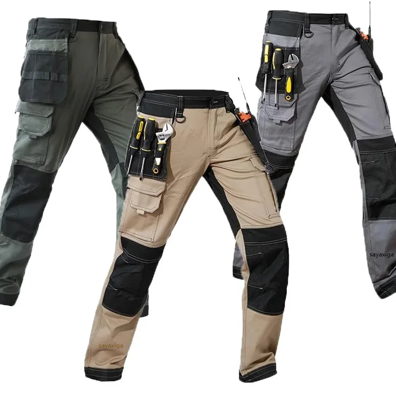 Men Cargo Lightweight Work Pants Outdoor Breathable Comfort Hiking Pants Knee Pads Fit Tactical Combat Army Cargo Work Trousers