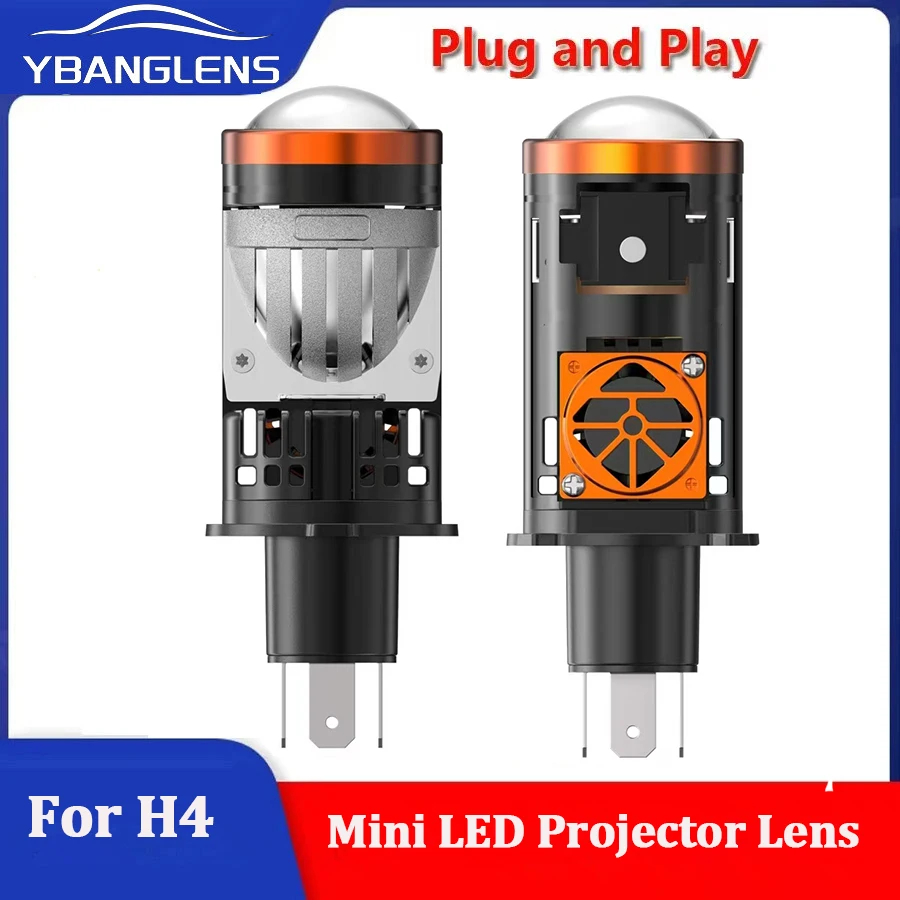H4 LED Headlights Car H4 Mini Projector Lens 6000K Solenoid Design High Low Beam Auto LED Lights with Dual Turbo Fan Car Light