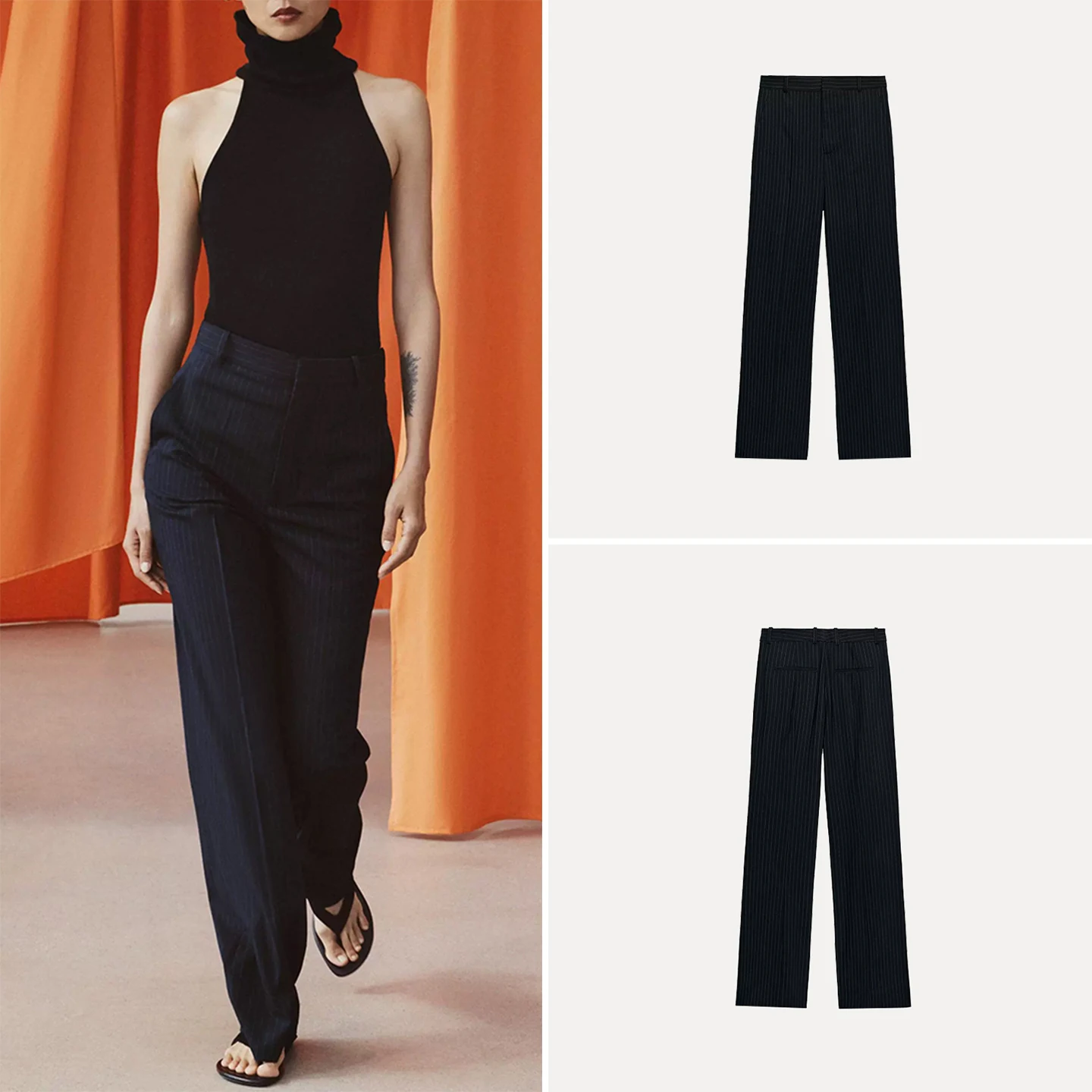 Fashionable High Waist Casual Striped Straight Leg Pants Women's Summer 2026 Zadata Brand Personality Matching Clothing