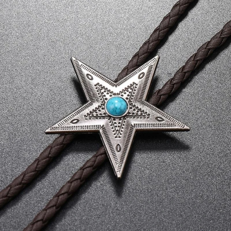 Star Shoestring Necktie Bolo Tie Cowboy Star Necktie Western Necklace
