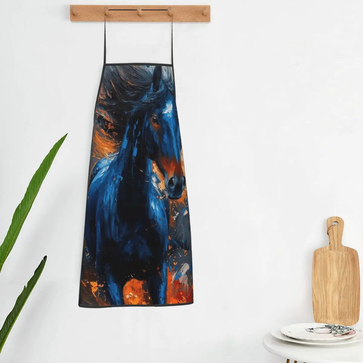 Wild Horse Oil Painting Colour Aprons Chef Cooking Cuisine Tablier Bib Kitchen Cleaning Pinafore for Women Men Gardening