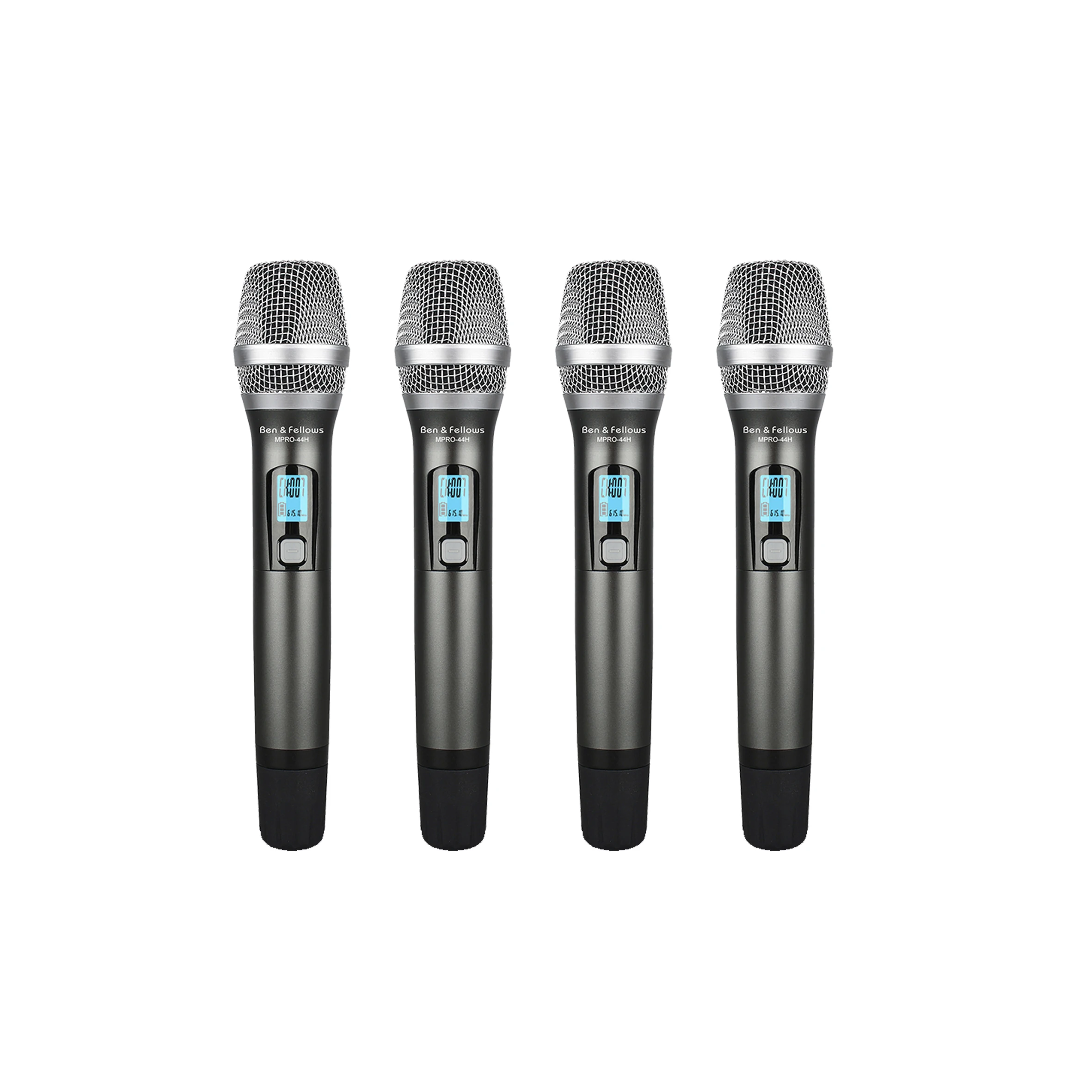 Ultra-long Operating Range 4-Channel UHF Wireless Handheld Microphone With Auto Pairing Technology and  Liquid Crystal Display