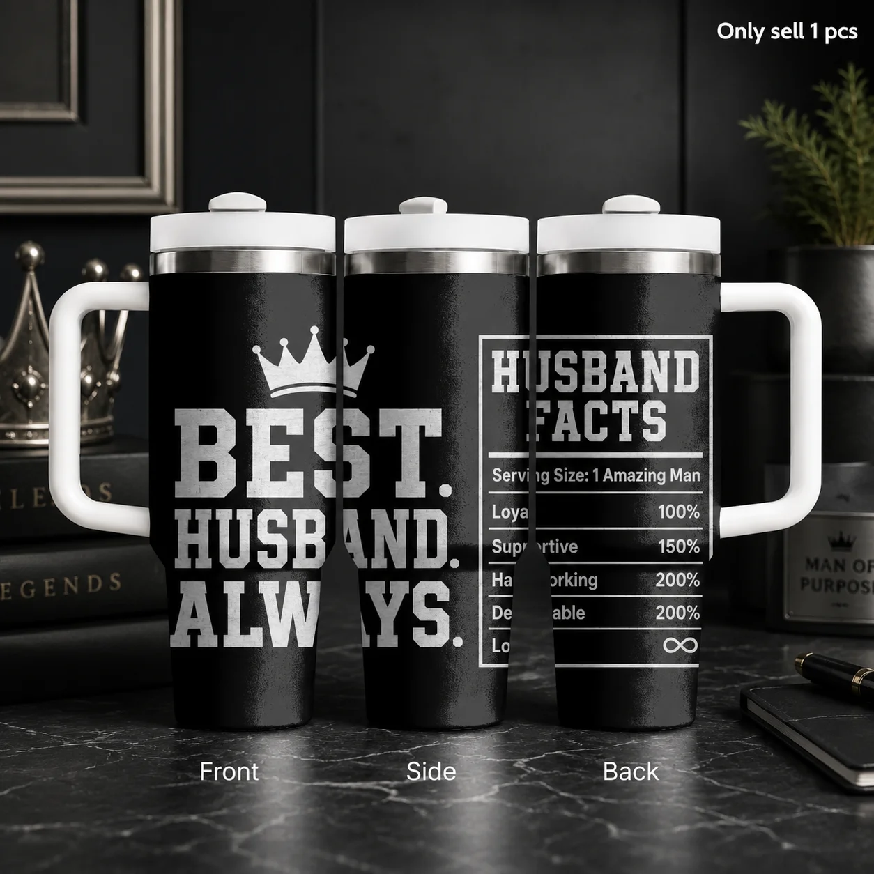 Best Husband Ever Vacuum Flasks 40oz Stainless Steel Insulated Tumbler With Handle & Straw Leakproof Travel Mug
