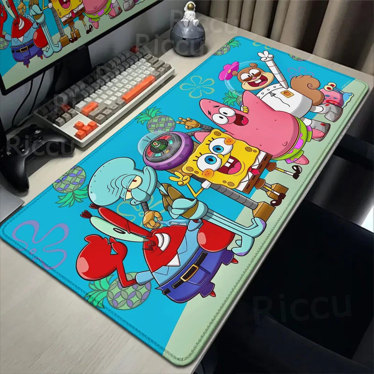 

XXL Mousepad cartoon s-spongebob cute S-SquarePants Computer Laptop Gamer Pads PC Gaming HD Print non-slip Accessories Desk Mats