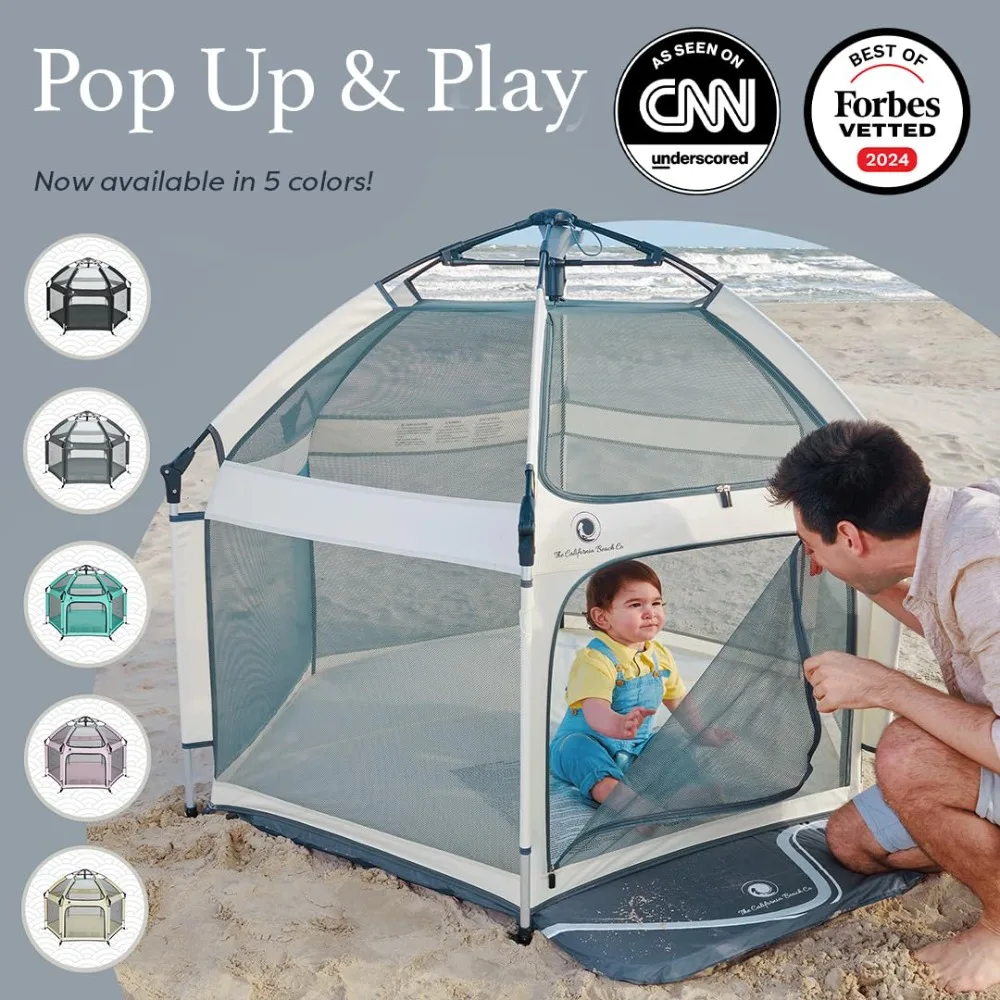 Indoor & Outdoor Baby Playpen for Babies and Toddlers - Baby Beach Tent, Foldable, Portable W/Canopy, Travel Bag