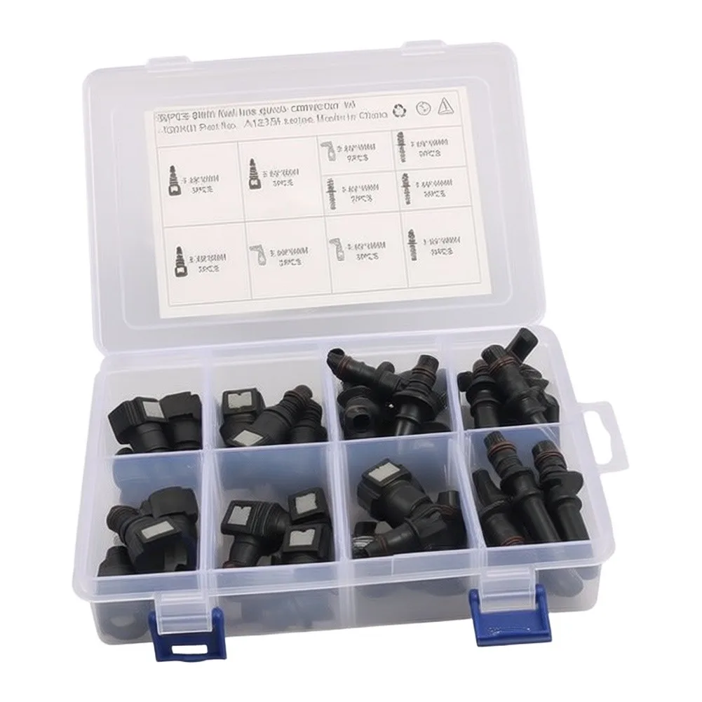 Nylon Quick Connect Fuel Fittings Kit 36 Pcs with Straight and 90deg Elbow for 9.89mm 7.89mm 7.49mm Fuel Lines