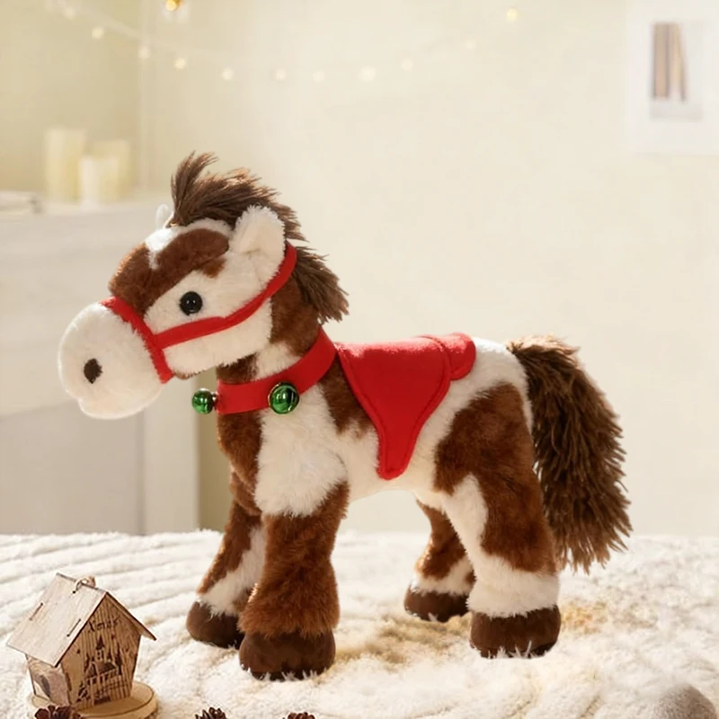 Adorable cheval en peluche électrique tacheté, jouet sonore de marche interactif avec tête réaliste et mouvement de queue, cadeau pour enfants, 1 pièce