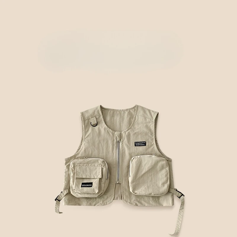 Vest Boys Children Solid Multi-pocket Functional Sleeveless Cool Handsome Work Vest Spring New Fashionable Personality