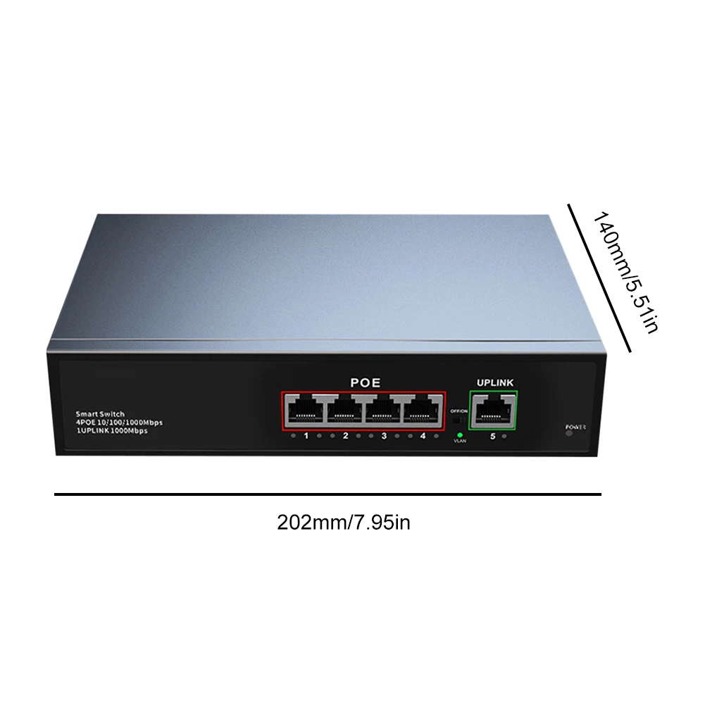 4/8-портовый гигабитный коммутатор POE, Ethernet-коммутатор, совместимый с 10/100/1000 Мбит/с IEEE802.3AT/AF, предназначенный для IP-камеры/безопасности видеонаблюдения