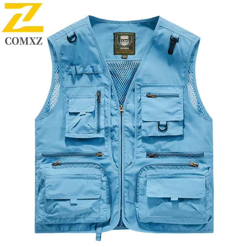 

2025 New Men Vest Ten Pockets Big Size Loose and Breathable Stand Up Collar Fishing Jacket Outdoor Leisure Camping Workwear Vest