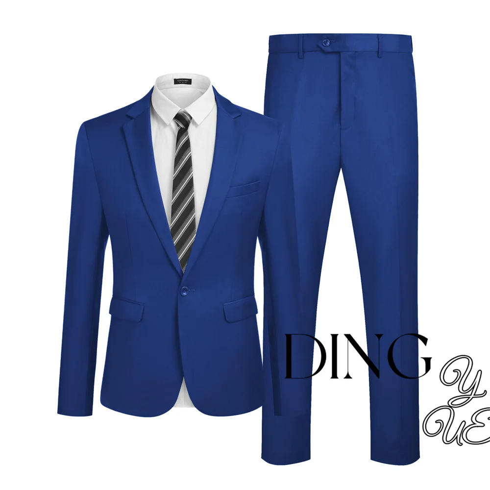 

Men's 2 Piece Slim Fit Suit Set One Button Jacket Blazer Vest Pants Set Wedding Formal Prom Tuxedo Suits