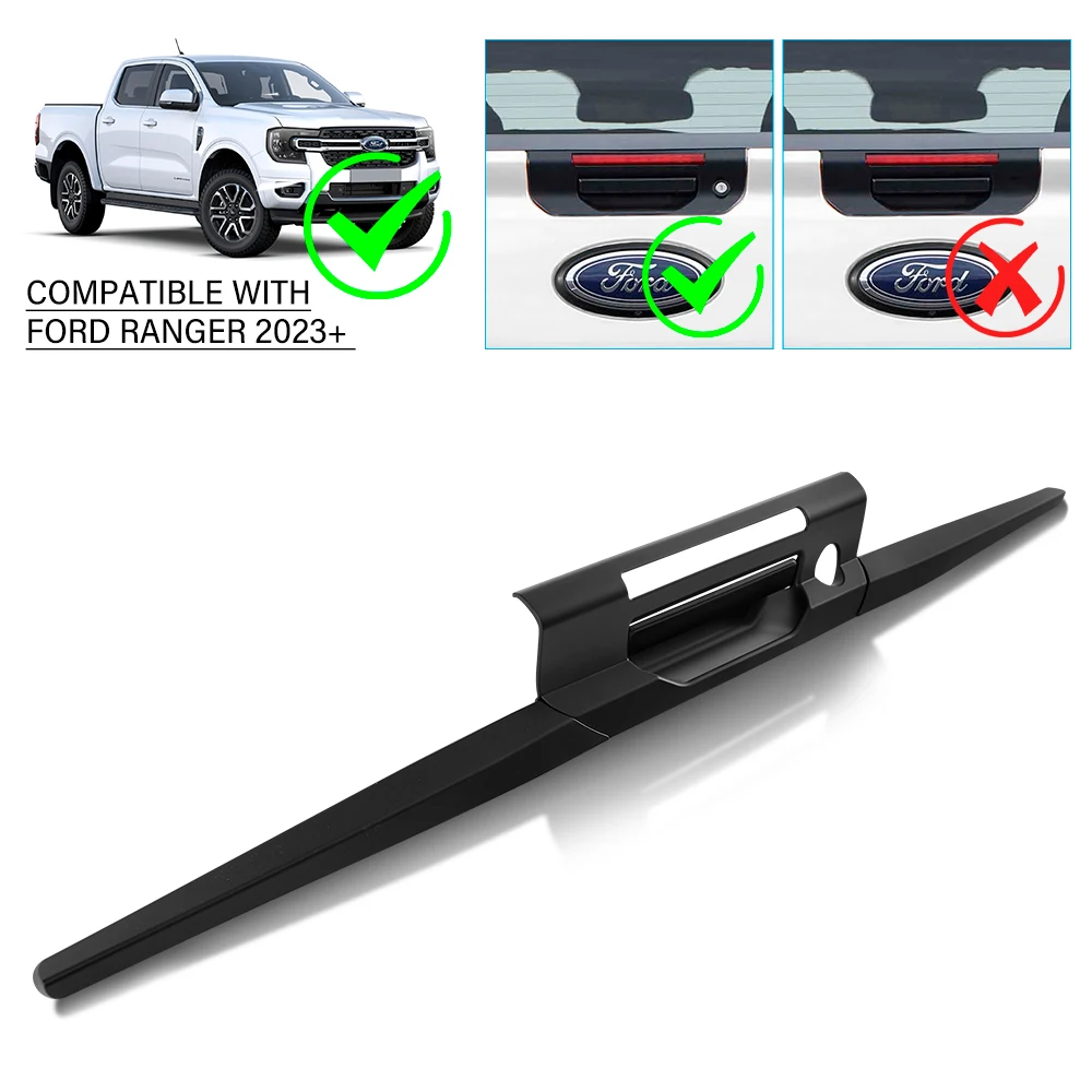 Matte Black Tailgate Rear Door Handle Cover Trim for Ford Ranger 2023 2024 Wildtrak 4X4 Next Gen Accessories